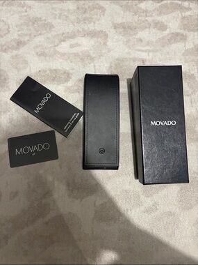 Movado Black Leather Watch Travel Pouch with Box